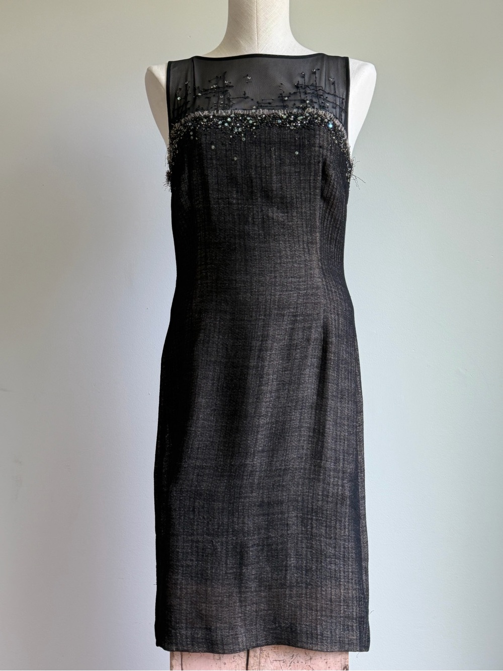 BCBGMaxAzria Black Beaded Midi Dress